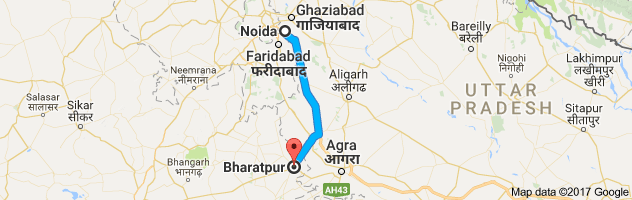 Noida to  Bharatpur   route, distance, time and road conditions