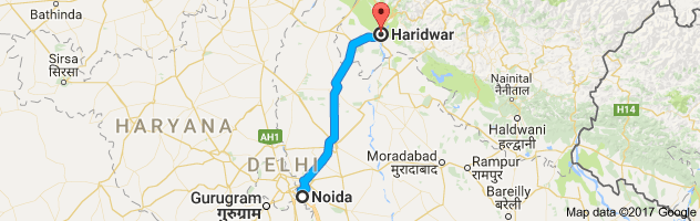 Noida to  Haridwar route, distance, time and road conditions