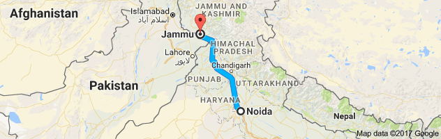 Noida to  Jammu  route, distance, time and road conditions