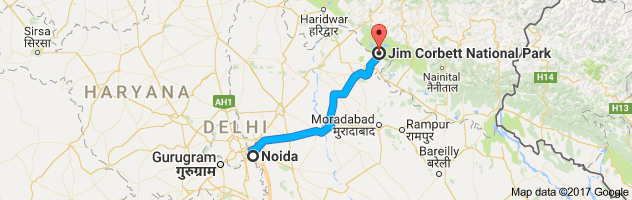 Noida to  Jim Corbett Park route, distance, time and road conditions