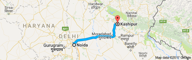 Noida to  Kashipur   route, distance, time and road conditions