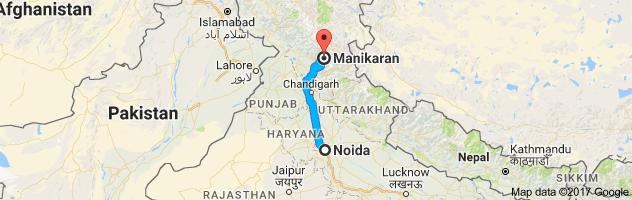 Noida to Manikaran route, distance, time and road conditions