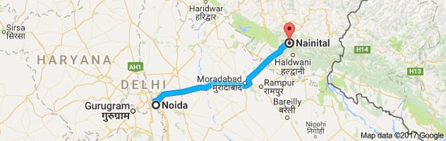 Noida to Nainital route, distance, time and road conditions