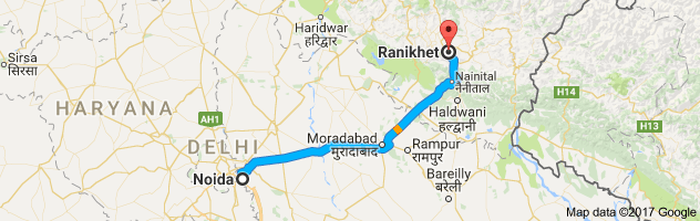 Noida to Ranikhet route, distance, time and road conditions