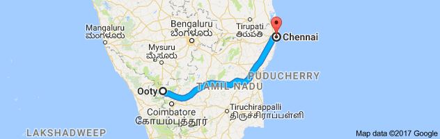 Ooty to Chennai route, distance, time and road conditions