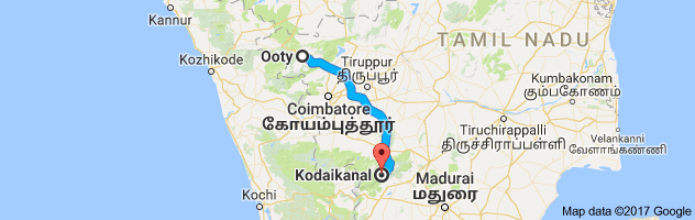 Ooty to Kodaikanal   route, distance, time and road conditions