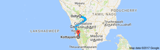 Ooty to Kottayam  route, distance, time and road conditions