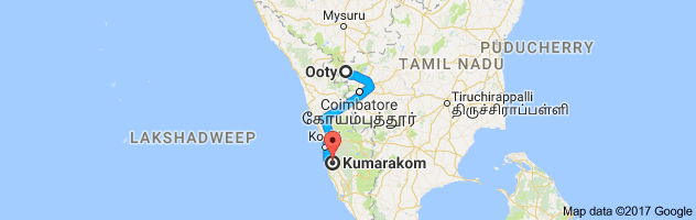 Ooty to Kumarakom route, distance, time and road conditions