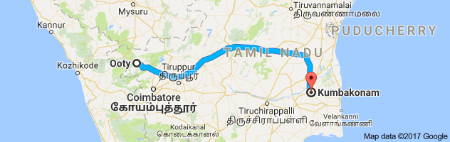 Ooty to Kumbakonam   route, distance, time and road conditions