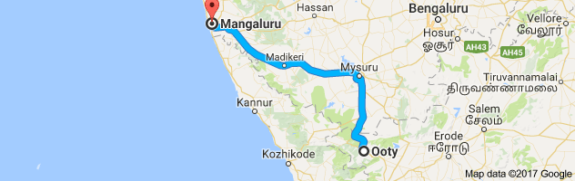 Ooty to Mangalore   route, distance, time and road conditions