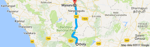 Ooty to Mysore   route, distance, time and road conditions