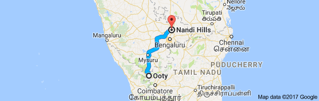 Ooty to Nandi Hills   route, distance, time and road conditions