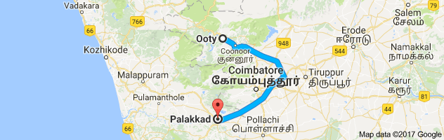 Ooty to Palakkad  route, distance, time and road conditions