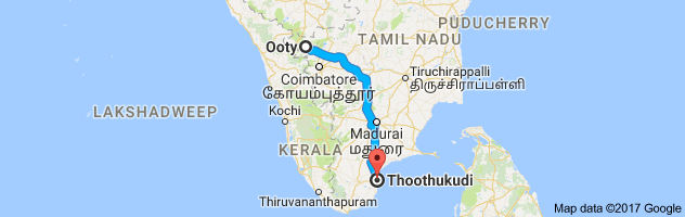 Ooty to Tuticorin  route, distance, time and road conditions