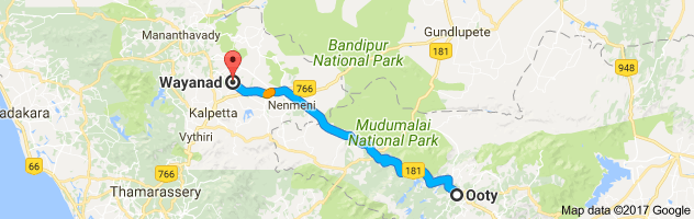 Ooty to Wayanad route, distance, time and road conditions