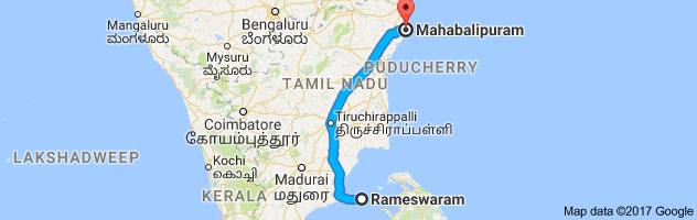 Rameshwaram to Mahabalipuram   route, distance, time and road conditions