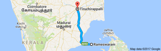 Rameshwaram   to Trichy route, distance, time and road conditions