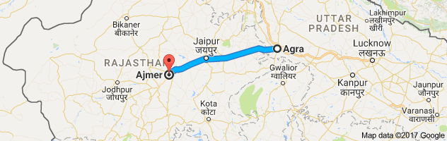 Agra to Ajmer route, distance, time and road conditions