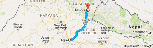 Agra to Almora route, distance, time and road conditions