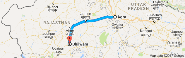 Agra to Bhilwara route, distance, time and road conditions