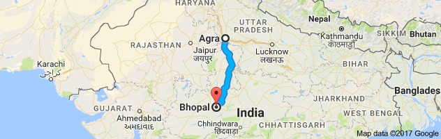 Agra to Bhopal route, distance, time and road conditions