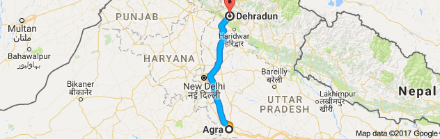 Agra to Dehradun route, distance, time and road conditions