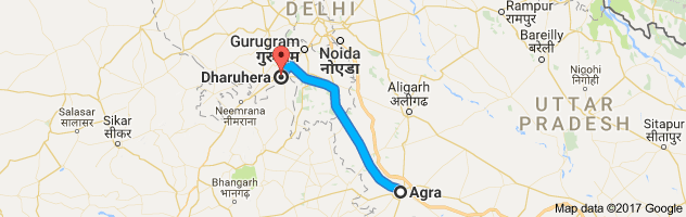 Agra to Dharuhera route, distance, time and road conditions