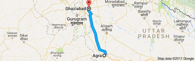 Agra to Ghaziabad route, distance, time and road conditions