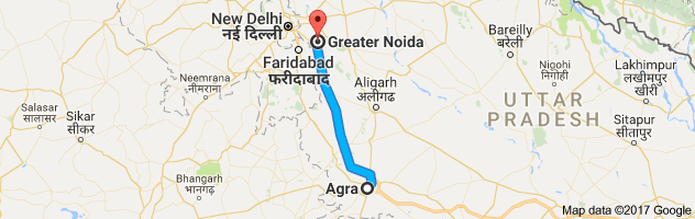 Agra to Greater Noida route, distance, time and road conditions