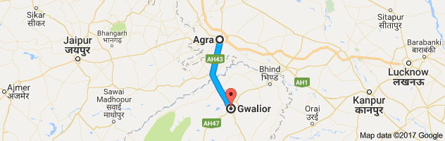 Agra to Gwalior route, distance, time and road conditions