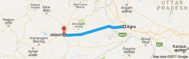 Agra to Jaipur route, distance, time and road conditions