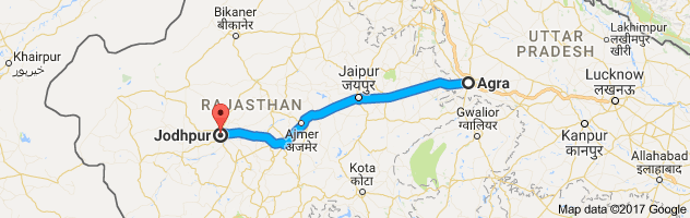 Agra to Jodhpur route, distance, time and road conditions