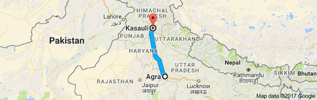 Agra to Kasauli route, distance, time and road conditions