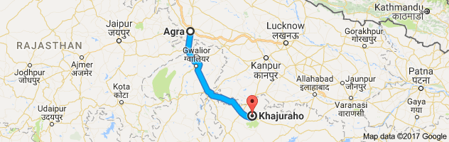 Agra to Khajuraho route, distance, time and road conditions