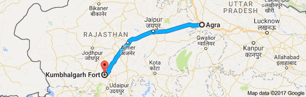 Agra to Kumbhalgarh route, distance, time and road conditions