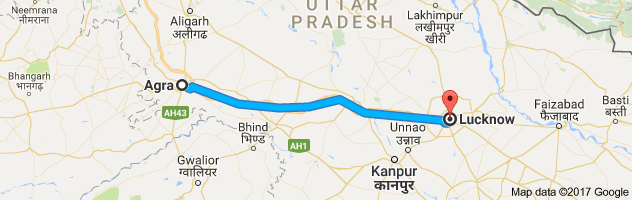 Agra to Lucknow route, distance, time and road conditions