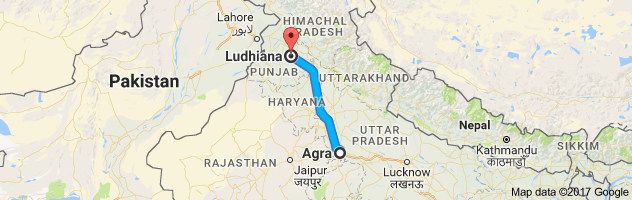 Agra to Ludhiana route, distance, time and road conditions