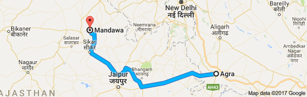 Agra to Mandawa route, distance, time and road conditions