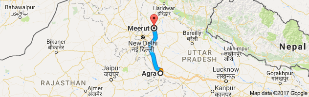 Agra to Meerut route, distance, time and road conditions