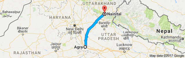 Agra to Nainital route, distance, time and road conditions