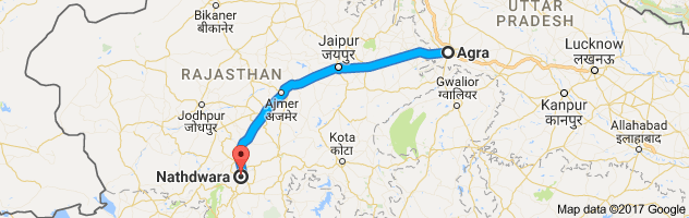 Agra to Nathdwara route, distance, time and road conditions