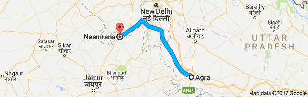 Agra to Neemrana route, distance, time and road conditions