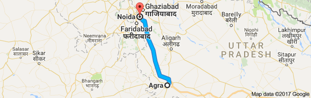 Agra to Noida route, distance, time and road conditions