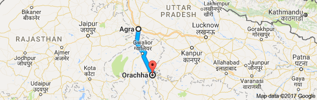 Agra to Orchha route, distance, time and road conditions