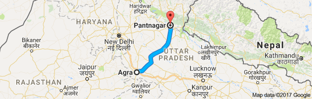 Agra to Pantnagar route, distance, time and road conditions