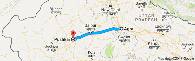 Agra to Pushkar route, distance, time and road conditions