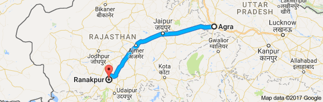 Agra to Ranakpur route, distance, time and road conditions