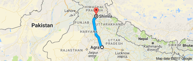 Agra to Shimla route, distance, time and road conditions