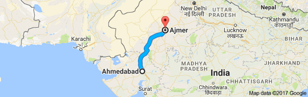 Ahmedabad to Ajmer route, distance, time and road conditions