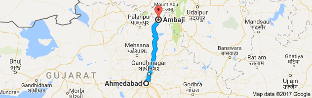 Ahmedabad to Ambaji route, distance, time and road conditions